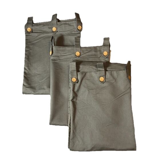 3 Custom Made Tab Top Drapes Curtains Panels Green Lined High End Set Cotton - Picture 4 of 8